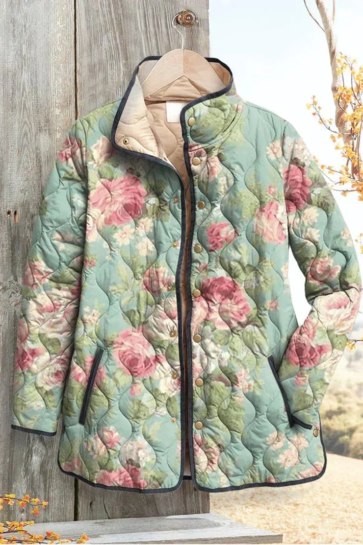 Gesa™ | Steppjacke mit großen Rosen in Salbei