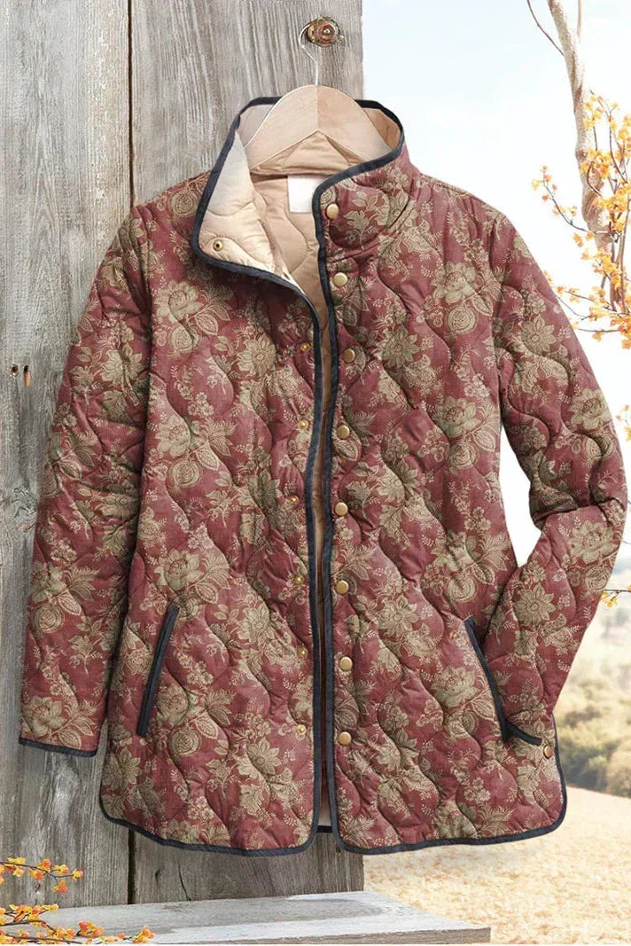 Berit™ | Steppjacke mit Blüten in Rostrot