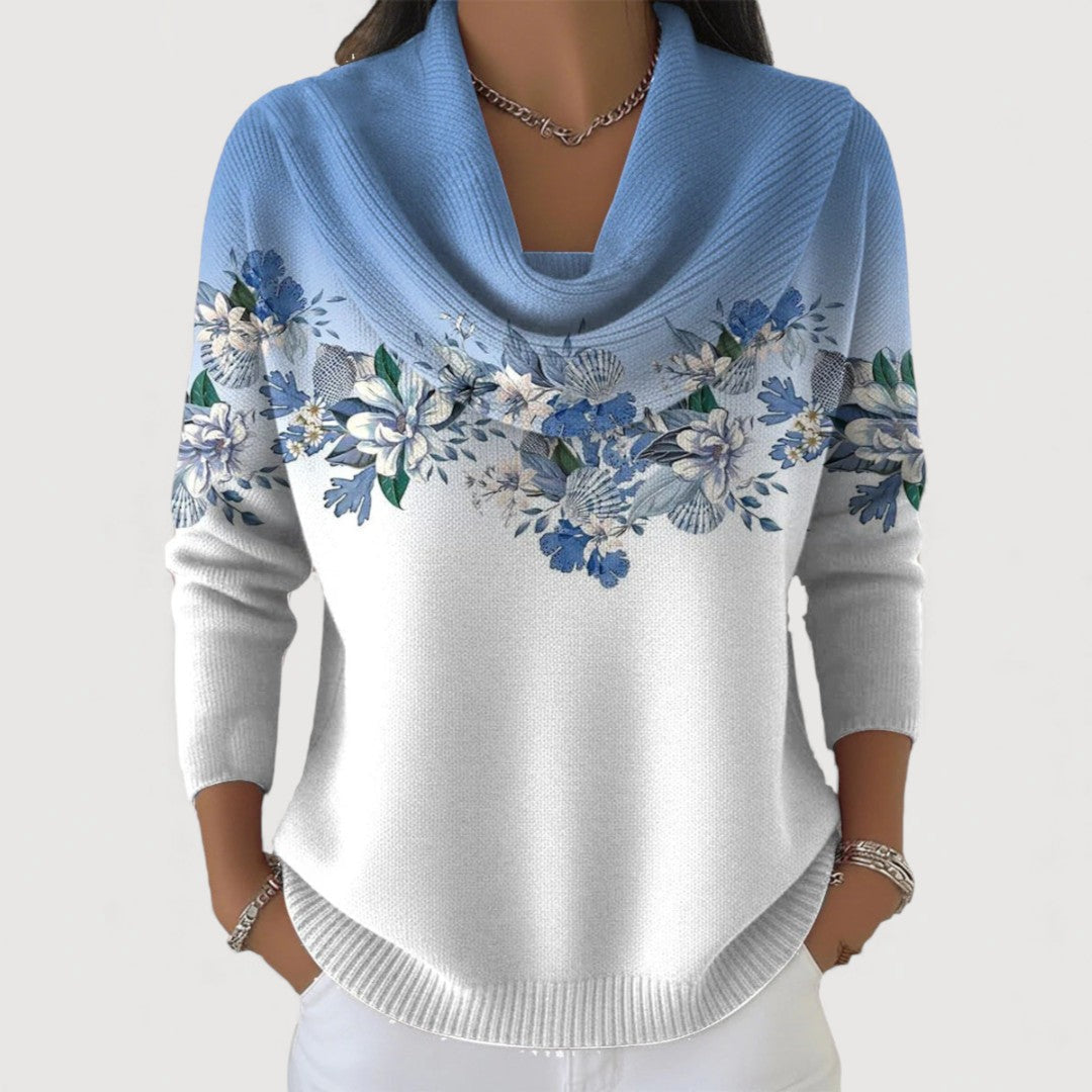 Alba | Geblümter Pullover mit Umlegekragen