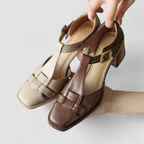 Elyxiana | Blockabsatzschuhe mit T-Riemen