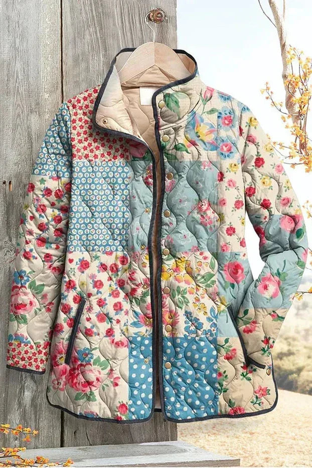 Karoline™ | Steppjacke im Blüten-Patchwork