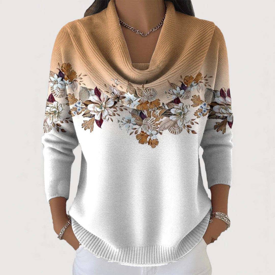 Alba | Geblümter Pullover mit Umlegekragen