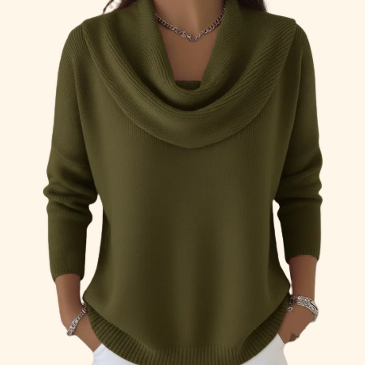 Julia | Pullover mit drapiertem Kragen