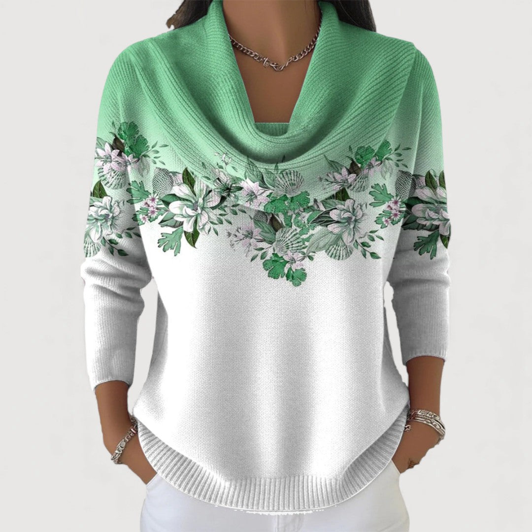 Alba | Geblümter Pullover mit Umlegekragen