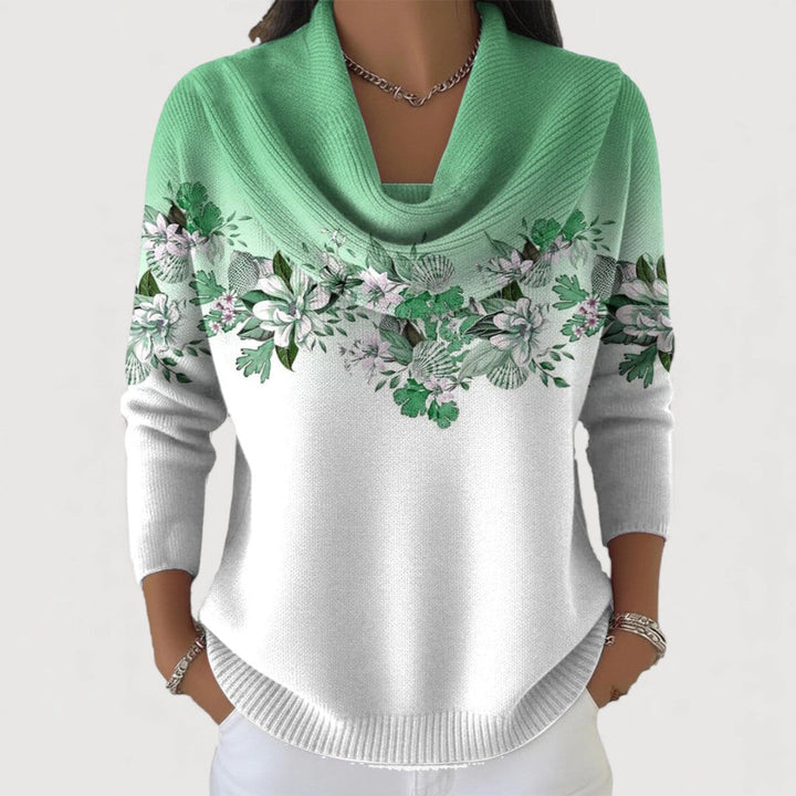 Alba | Geblümter Pullover mit Umlegekragen