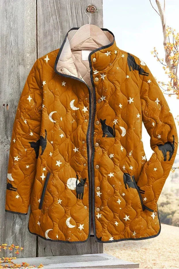 Wibke™ | Steppjacke mit Katzen und Monden