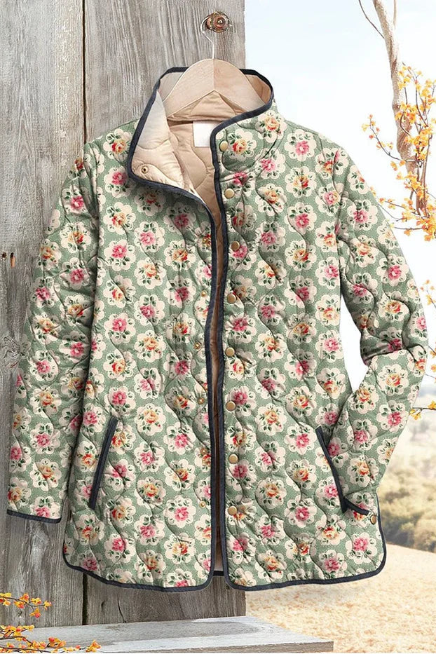 Traudel™ | Steppjacke mit Rosen auf Salbei