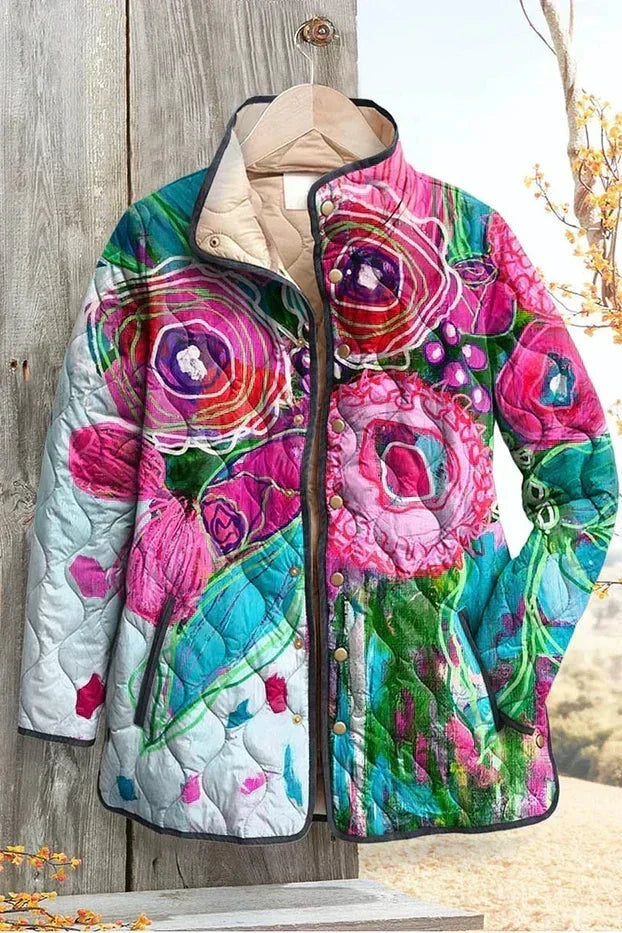 Roswitha™ | Steppjacke mit Blüten in Pink