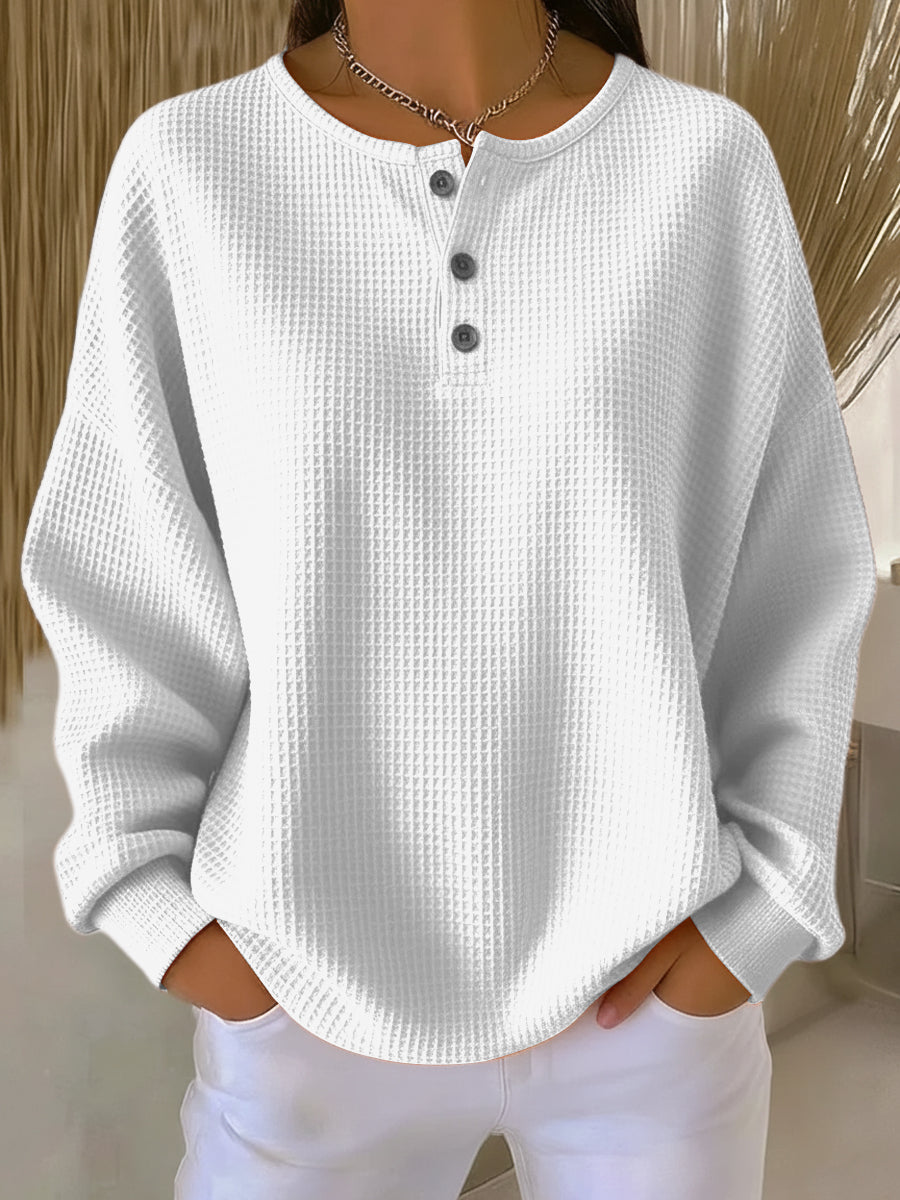 Milagros | Henley-Sweatshirt in Waffelstruktur