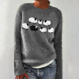 Hildegard™ | Pullover mit Schafen in Grau