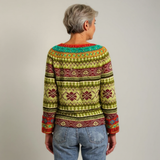 Ingeborg™ | Pullover mit Ornamenten in Oliv
