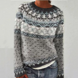 Dörte™ | Pullover in Grau mit Norwegerpasse