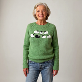 Elfriede™ | Pullover mit Schafen in Grün