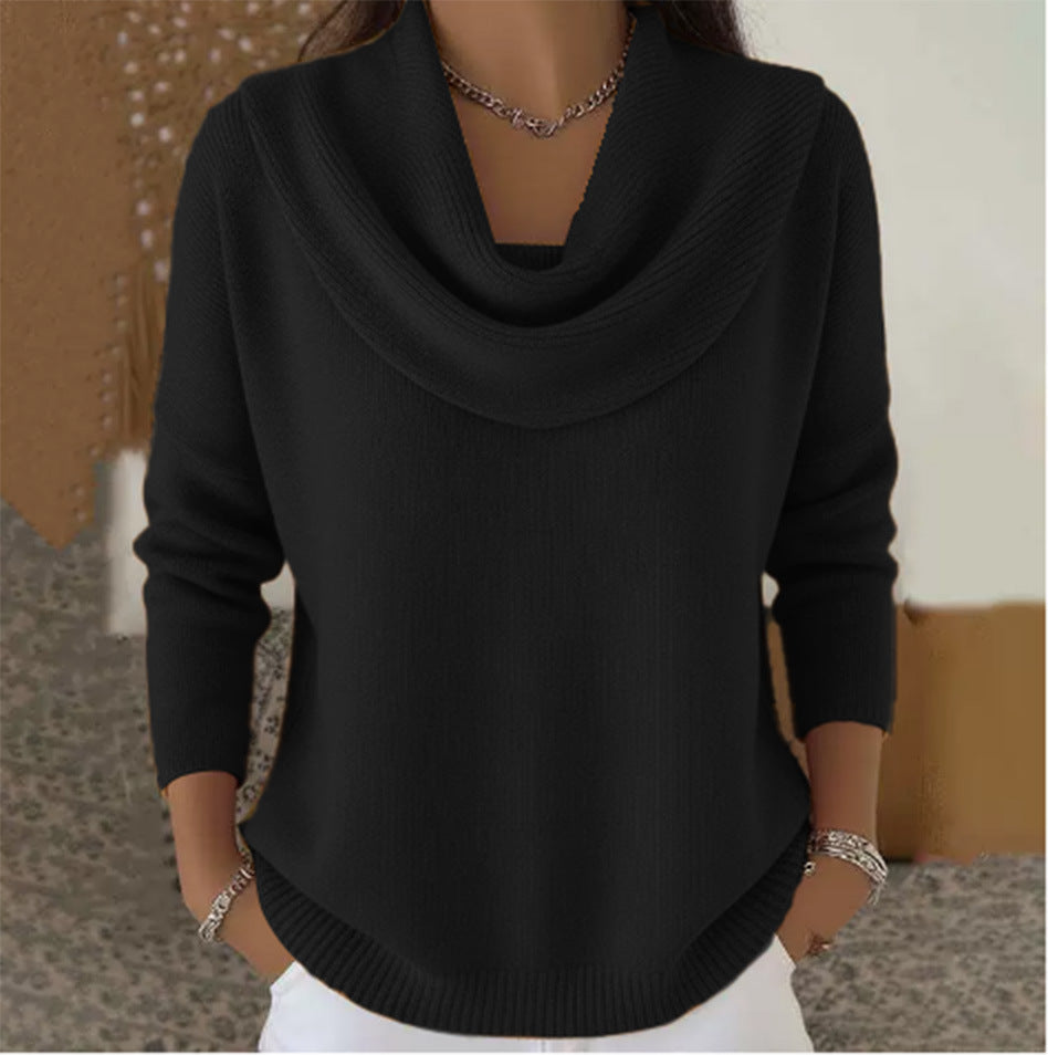 Julia | Pullover mit drapiertem Kragen