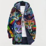 Susanne™ | Kapuzenjacke mit bunten Katzen