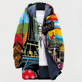 Ute™ | Kapuzenjacke mit Städte-Collage