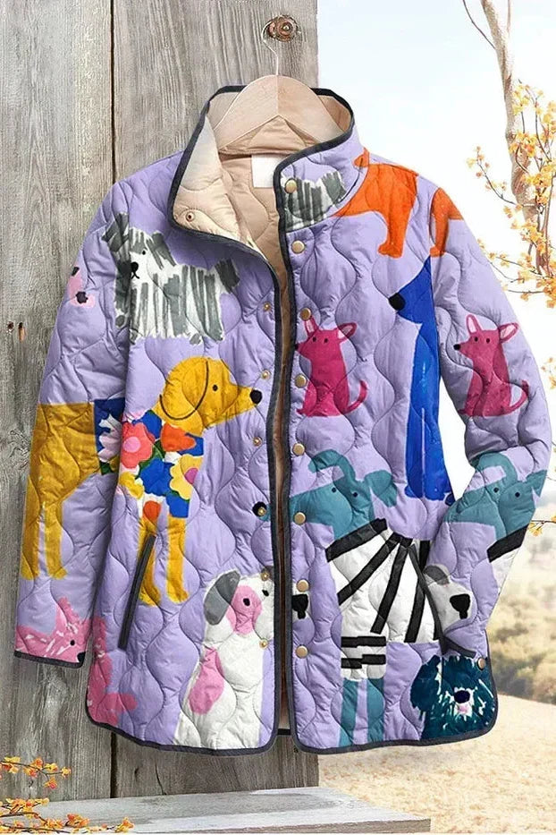 Ursel™ | Steppjacke mit Hunden in Flieder