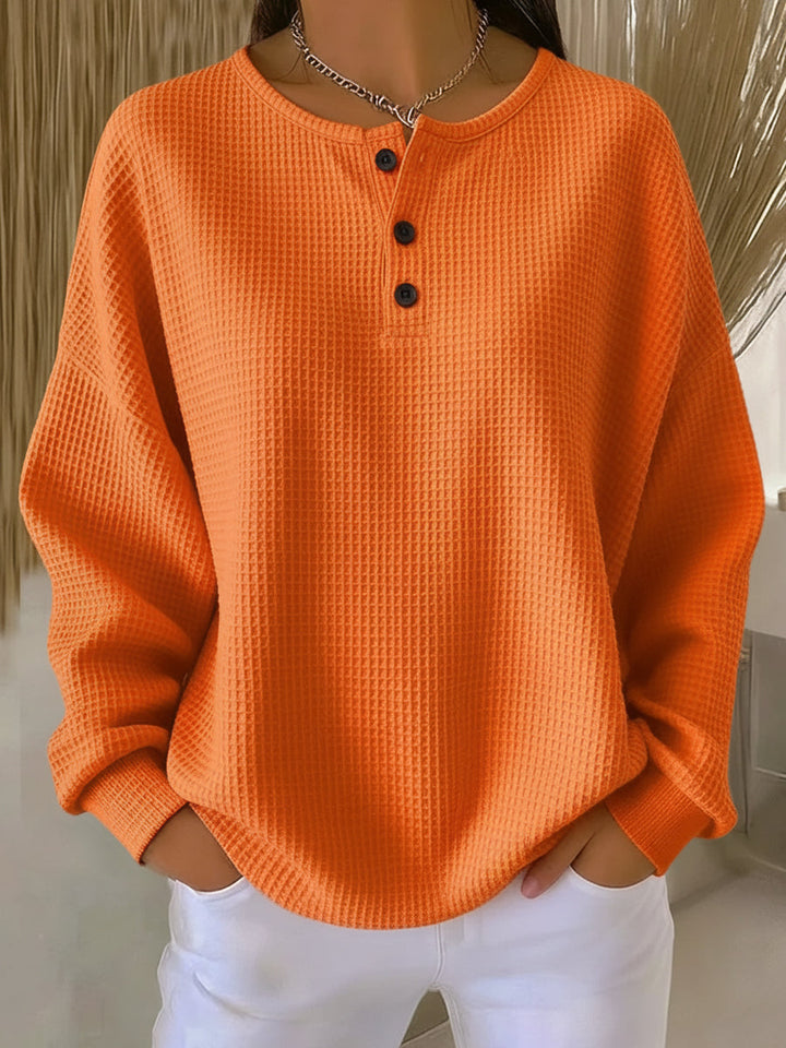 Milagros | Henley-Sweatshirt in Waffelstruktur