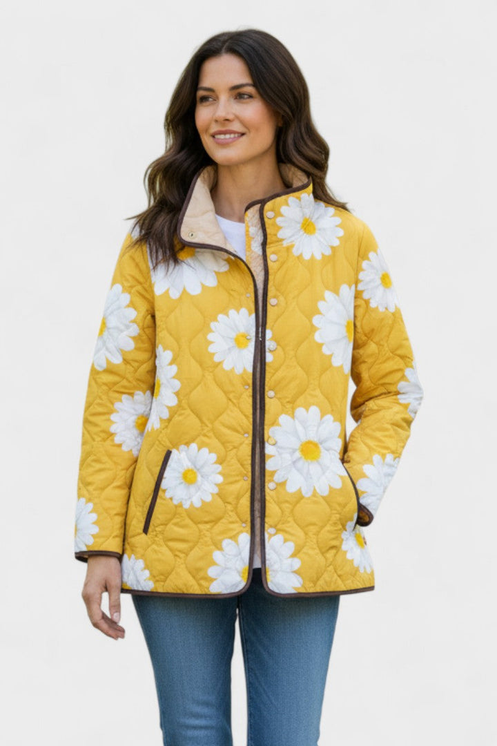 Almuth™ | Steppjacke mit Margeriten in Gelb