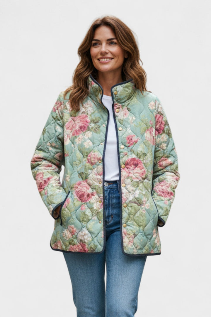 Gesa™ | Steppjacke mit großen Rosen in Salbei