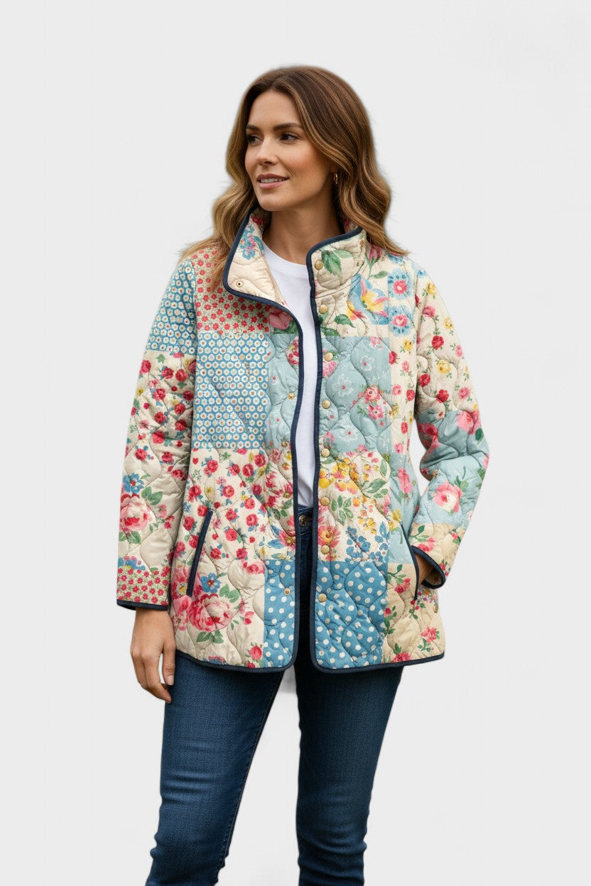 Karoline™ | Steppjacke im Blüten-Patchwork