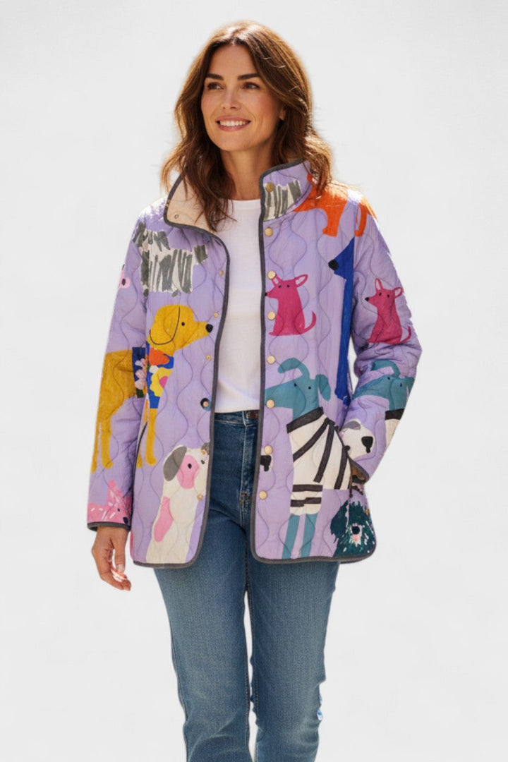 Ursel™ | Steppjacke mit Hunden in Flieder