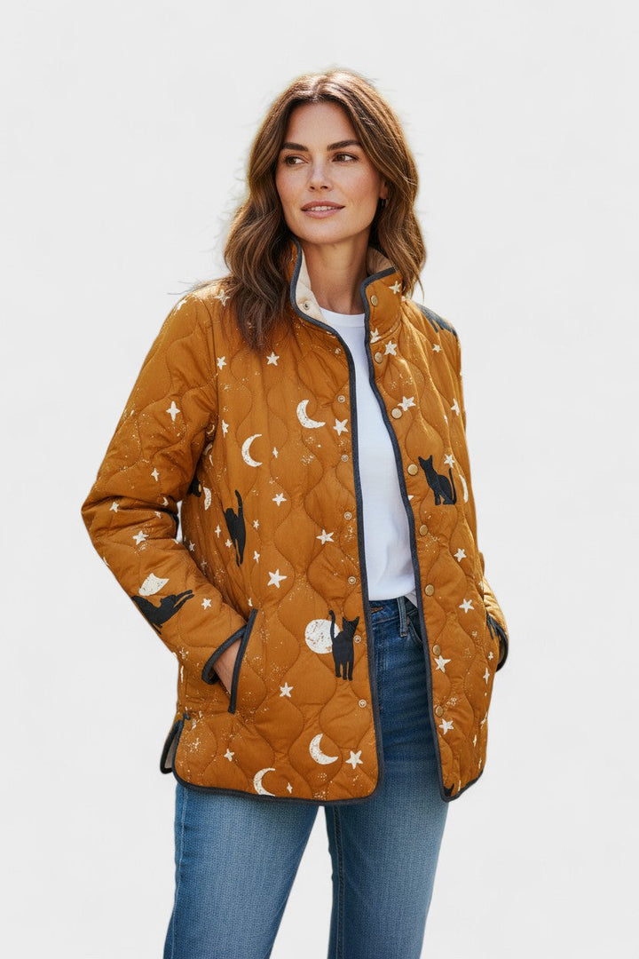 Wibke™ | Steppjacke mit Katzen und Monden