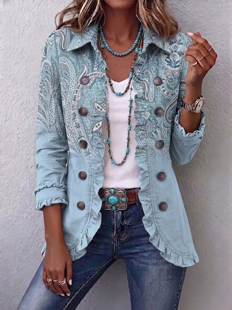 Cornelia™ | Blazer in Hellblau mit Paisley