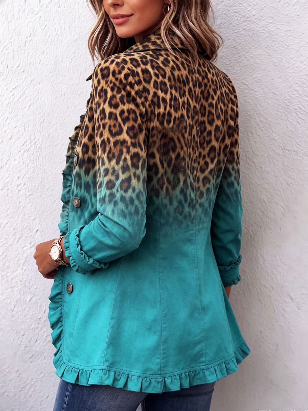 Bice | Blazer mit Leopardenprint in Türkis
