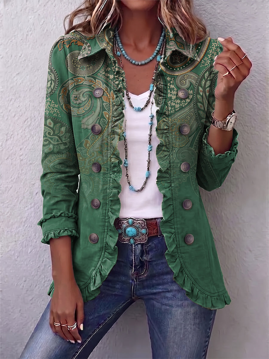 Marion™ | Blazer in Grün mit Paisley