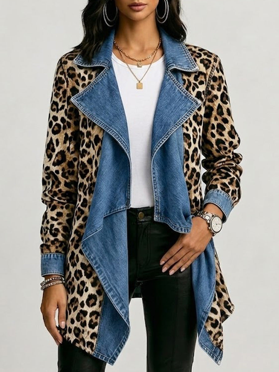 Silke™ | Wasserfall-Jacke mit Leoparden-Print