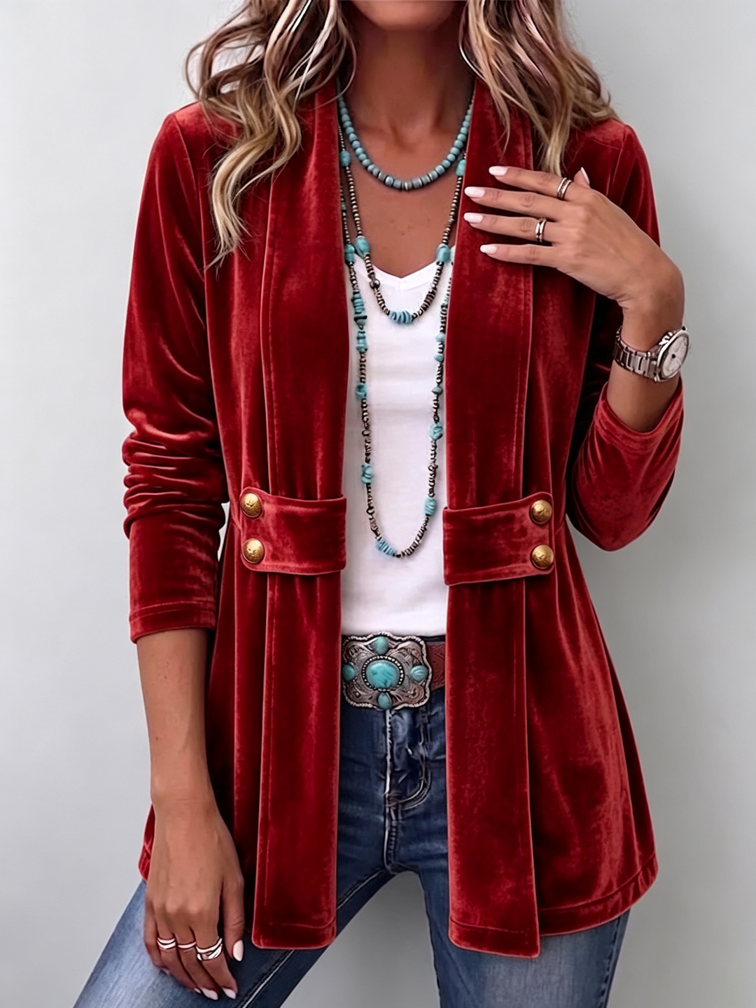 Katrin™ | Offener Blazer mit Schimmer