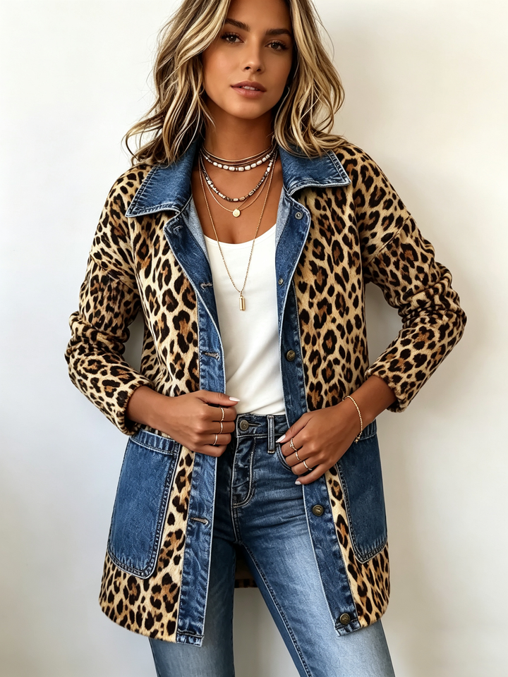 Regina™ | Lange Jacke mit Leoparden-Print