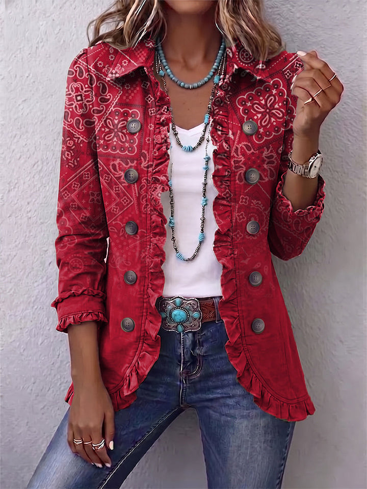 Martina™ | Blazer in Rot mit Bandana-Muster