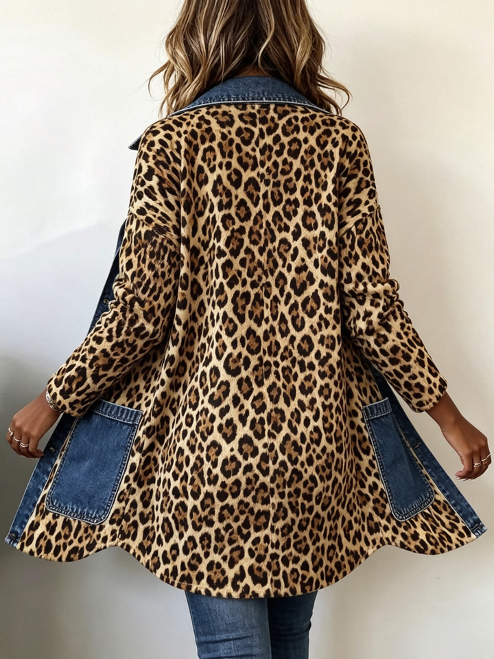 Regina™ | Lange Jacke mit Leoparden-Print