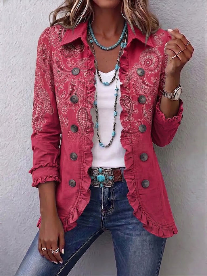 Manuela™ | Blazer in Beere mit Paisley
