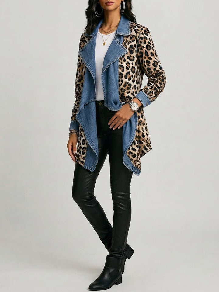 Silke™ | Wasserfall-Jacke mit Leoparden-Print