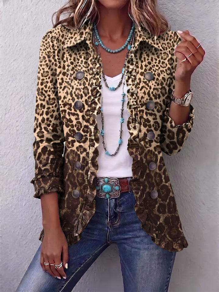 Ombretta | Bunte Leoparden-Jacke mit Rüschen