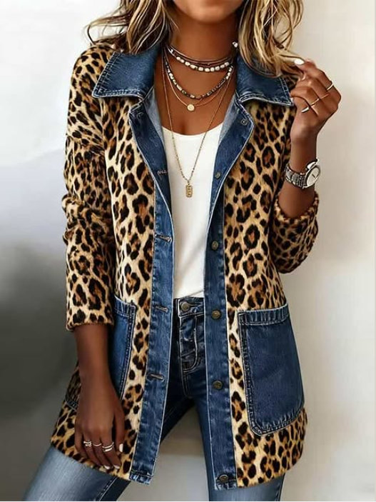 Regina™ | Lange Jacke mit Leoparden-Print