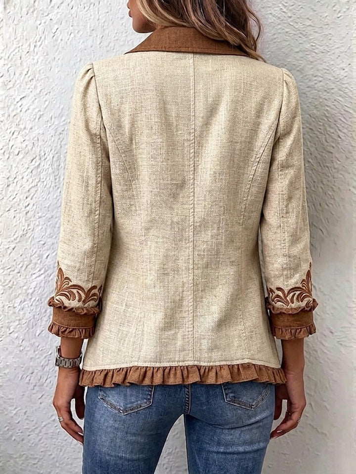 Heike™ | Blazer in Creme mit Bordüre
