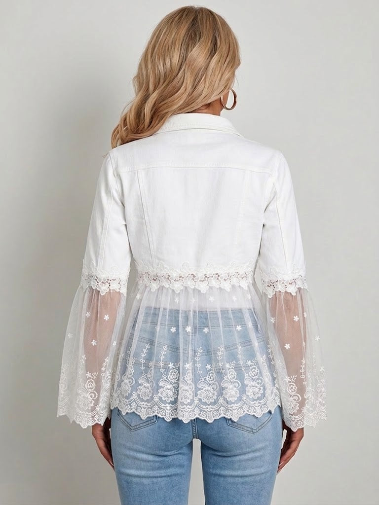 Susanne™ | Weiße Jacke mit durchbrochenem Volant